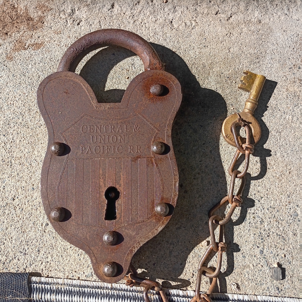 Vintage Central & Union Pacific RR Lock with Key